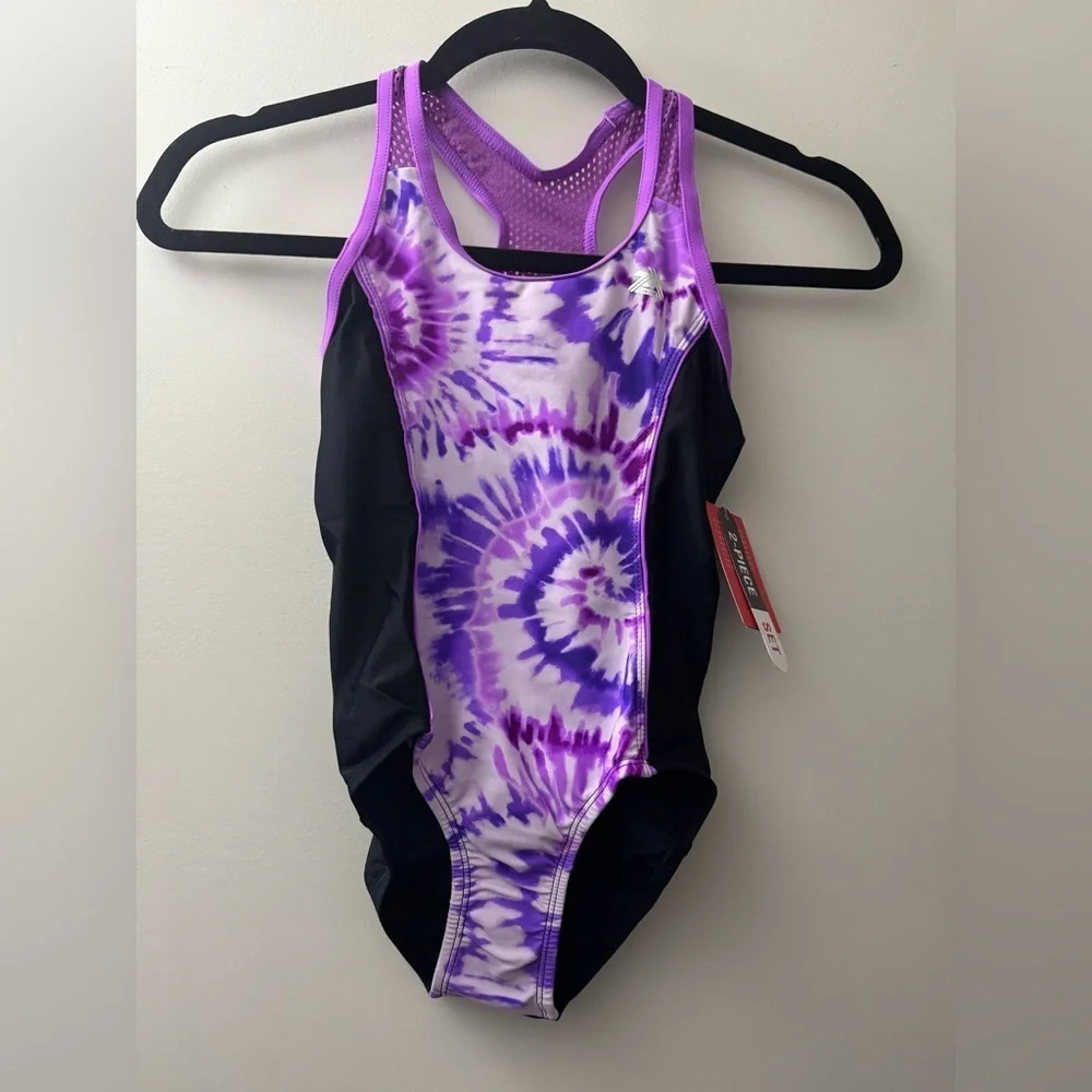 Kids Purple Rash Guard & Swim Suit Set